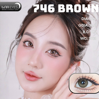 [6 tháng] Lens mắt 746 Brown màu nâu filter tự nhiên, có viền, size lớn - thương hiệu LUNA EYES