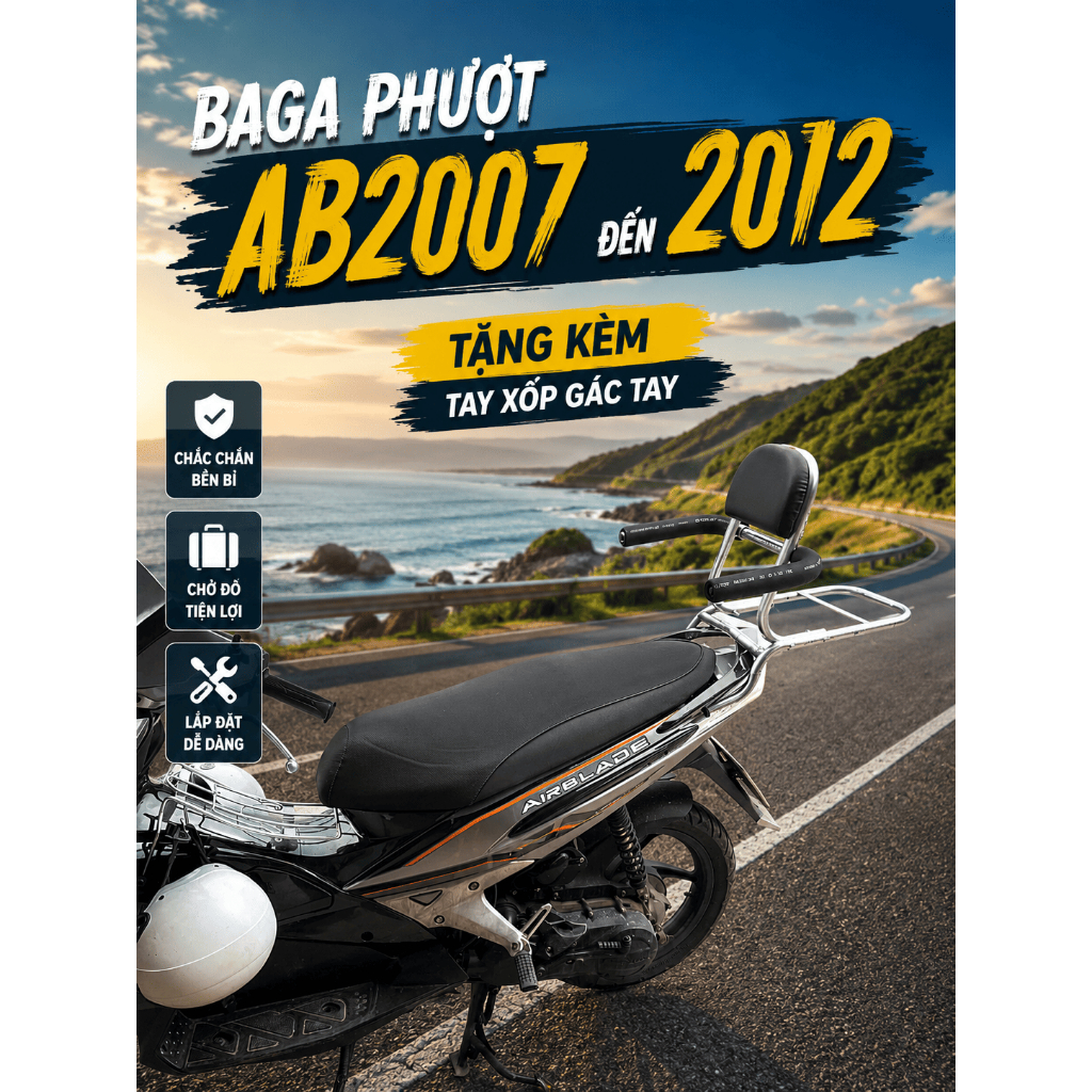 Baga Lắp Cho Xe Máy AB 2007 Đến 2012 AB Đầu Bò AB Thái 110