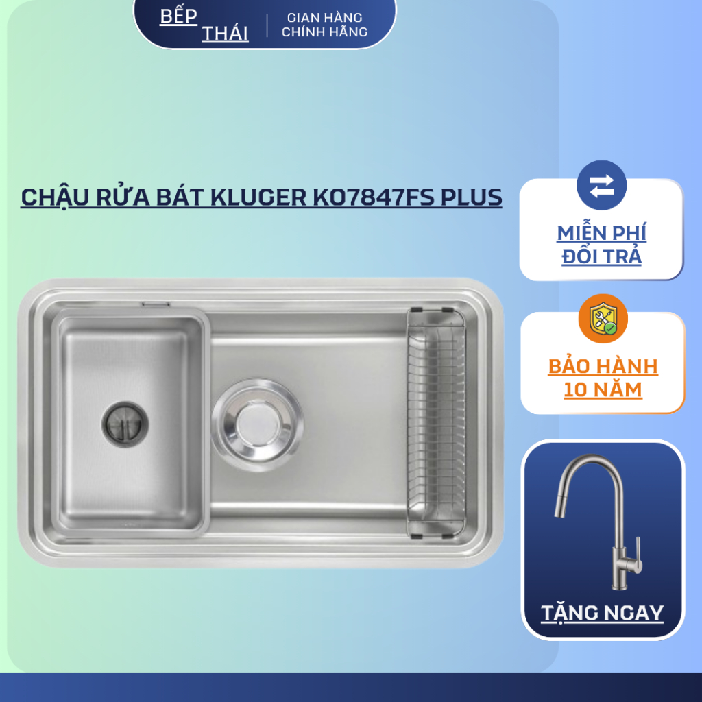 Chậu rửa bát Kluger KO7847FS Plus | Tặng kèm vòi | Bảo hành 10 năm