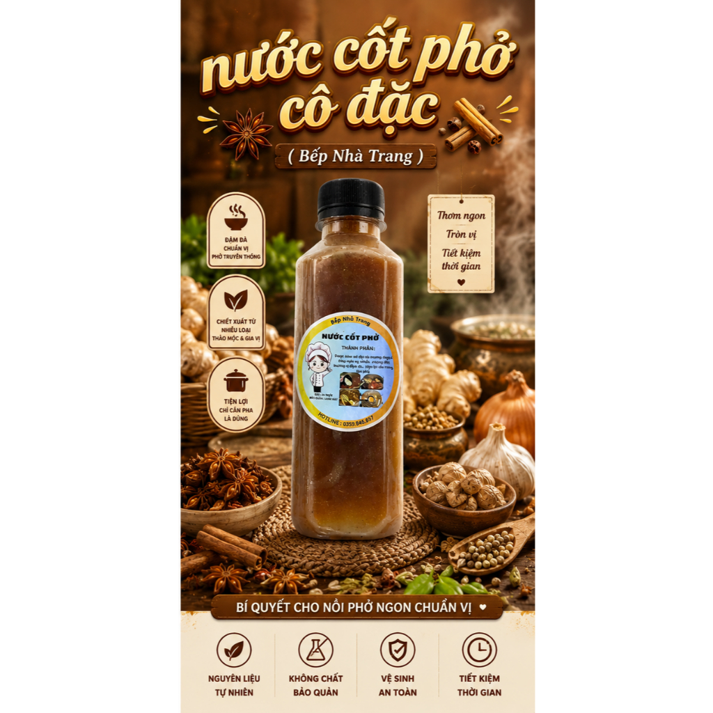 Nước Cốt Phở Cô Đặc Bếp Nhà Trang Hầm Xương Tự Nhiên Đậm Đà Pha Phở Bò Phở Gà Tiện Lợi