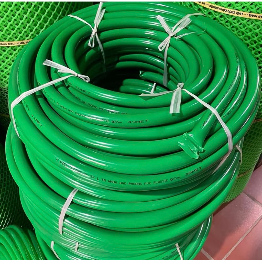 Cuộn 50m ống nước dẻo dai phi 21, 27 & 34 màu xanh lá – ống nhựa tưới cây, dẫn nước sạch