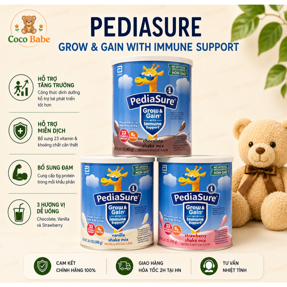 [ Hàng Mỹ - Bill Air ] Sữa Pediasure Grow and Gain - Pediasure Hươu cao cổ 400g