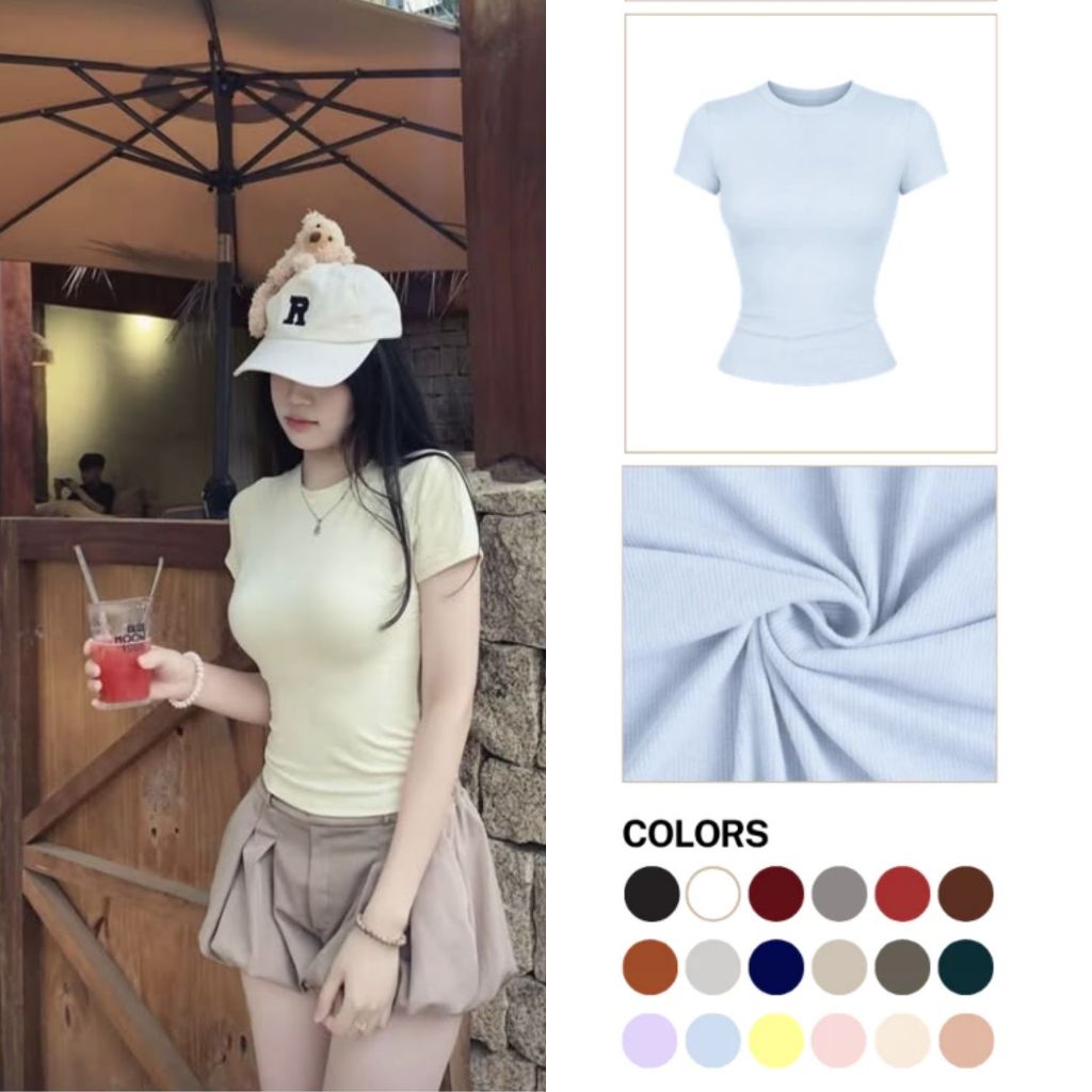 Áo Phông Baby Tee Nữ Body Hàn Quốc Co Giãn 4 Chiều Elevent Twelve, Áo Thun Nữ Baby Tee Tôn Dáng
