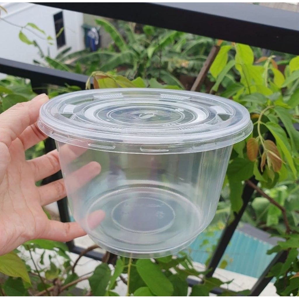 100c tô nhựa tròn 1000ml kèm nắp
