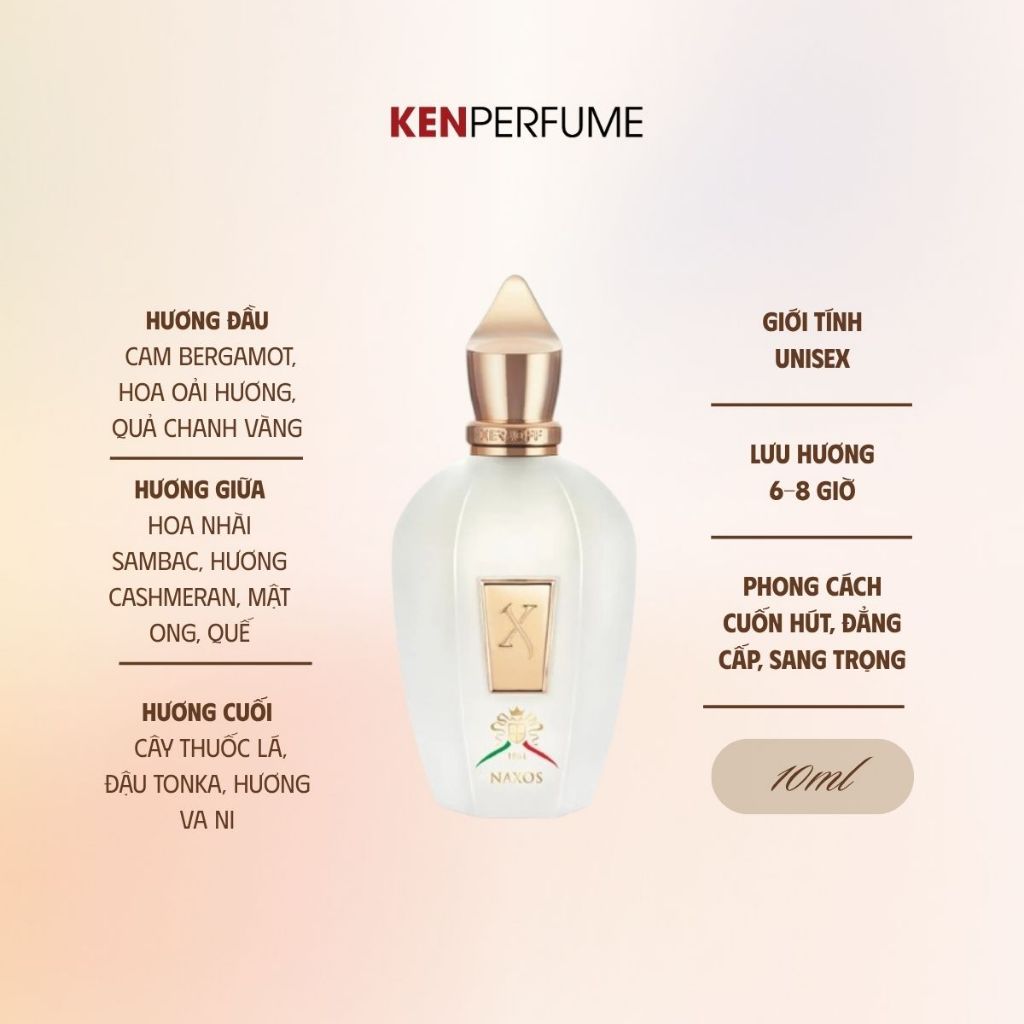 10ML Xerjoff 1861 Naxos | Nước Hoa Unisex | Ken Perfume