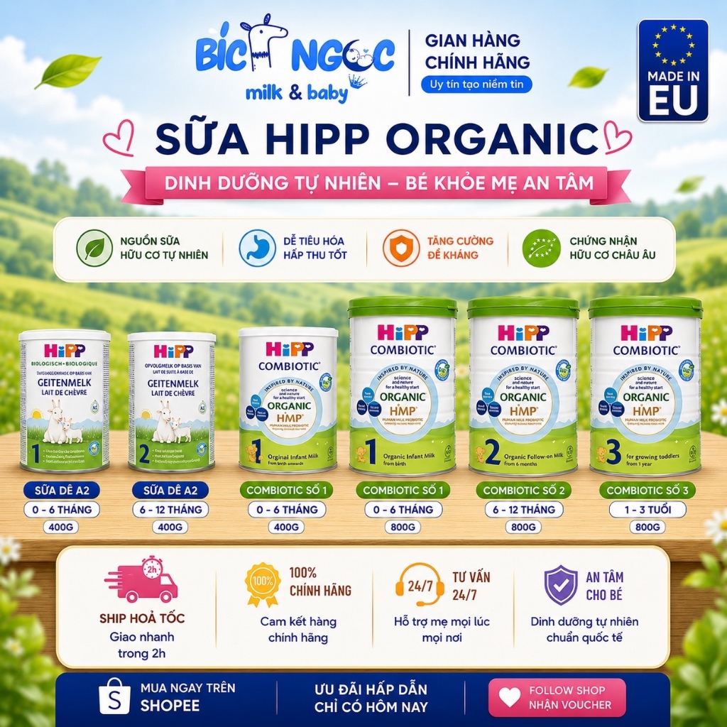 Sữa Hipp Organic Combiotic Số 1,2,3 lon 380g/800g - Hipp Dê Organic 1,2 lon 400g