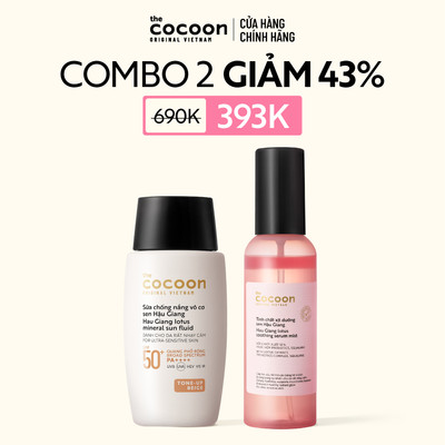 [MUA 2 GIẢM 43%] COMBO Sữa chống nắng sen (Tone up Beige) 50ml & Xịt dưỡng sen Cocoon 100ml