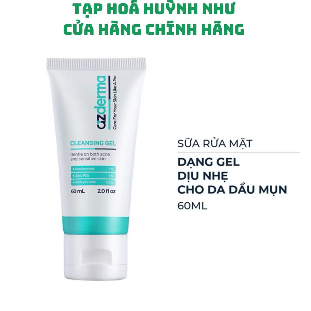 [CHÍNH HÃNG]Sữa rửa mặt azderma dạng gel dịu nhẹ cho da dầu mụn 60ml