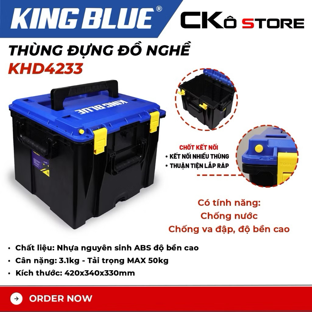 Thùng đựng đồ nghề KHD4233 KHD20 KingBlue Nhựa ABS SIÊU CỨNG