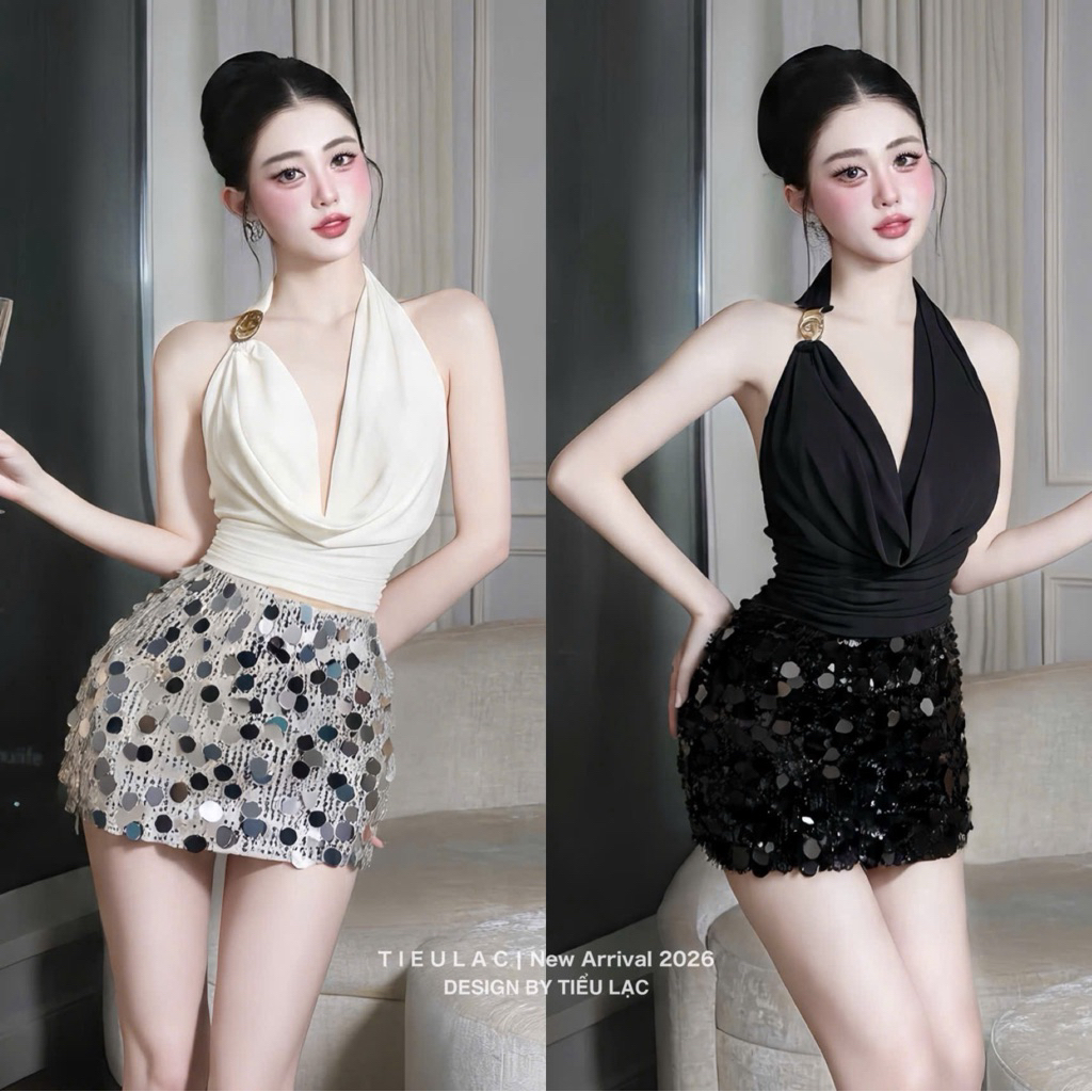 set áo rủ ngực cv kim sa bling