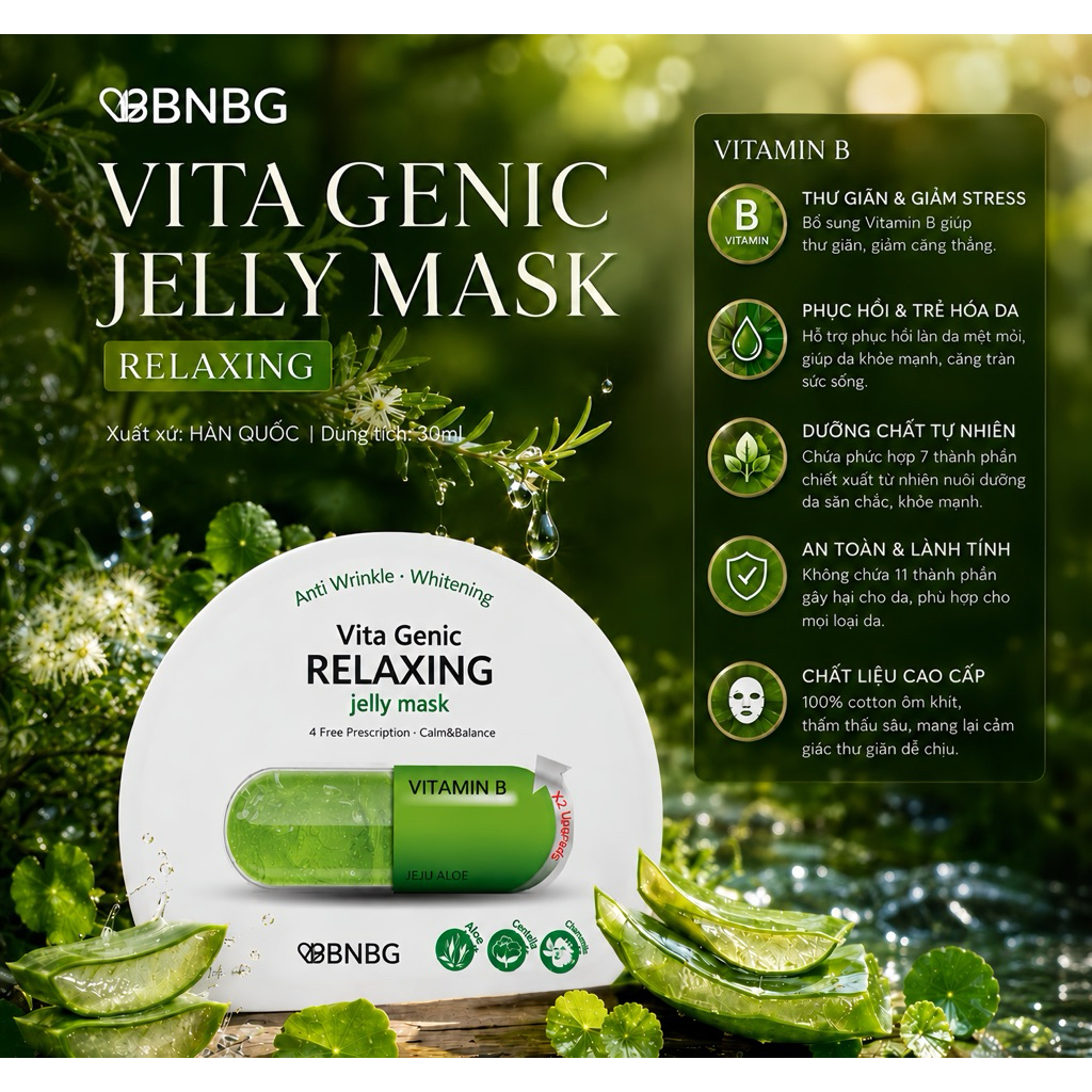 Mặt Nạ BNBG Xanh lá Cấp Ẩm Phục Hồi Làm Dịu DA
