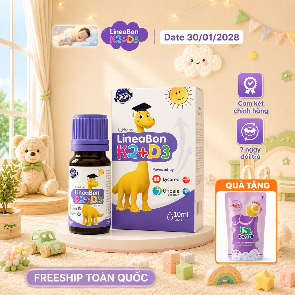 [ Mẫu Mới ] LineaBon vitamin D3 K2 10ml - Hỗ trợ hấp thu canxi cho trẻ