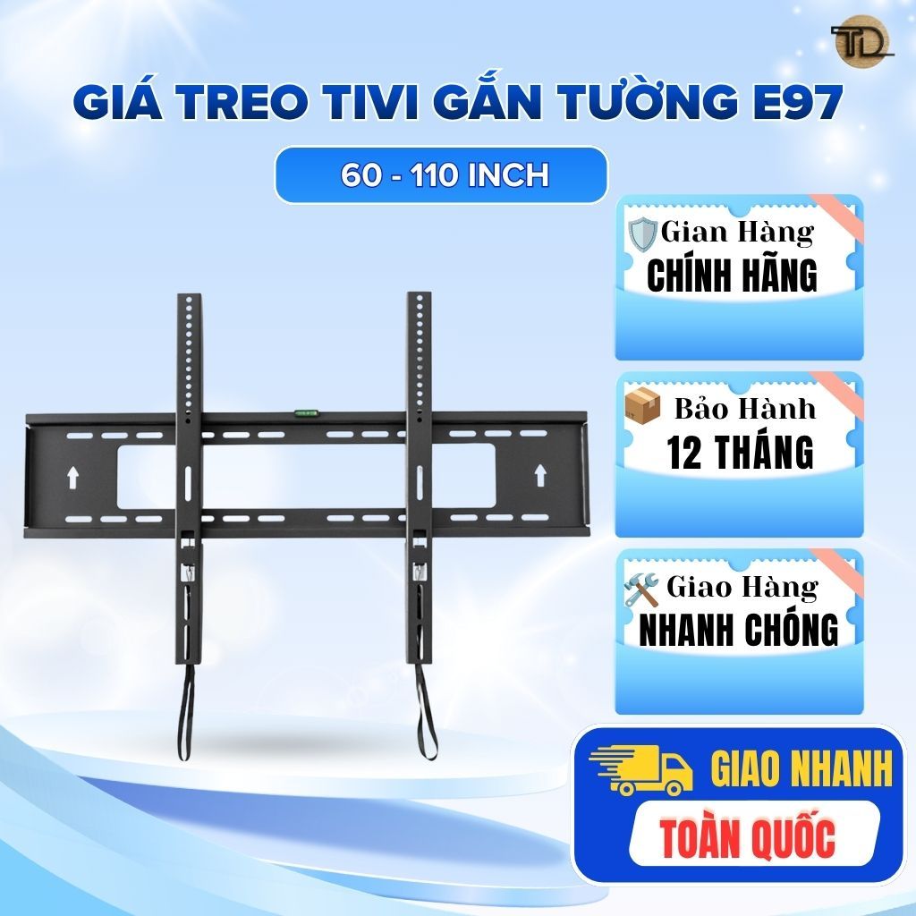 Ergotek Giá Treo Tivi Sát Tường E97 Cho TV 60-110 Inch Cố Định Siêu Mỏng Thép Sơn Tĩnh Điện Tải 100K