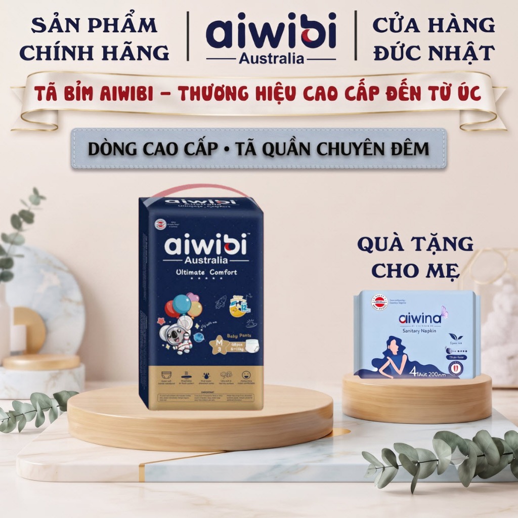 Tã Quần Aiwibi Chuyên Đêm - Dòng Cao Cấp - Thương Hiệu Úc - Siêu Thấm Hút, Chống Tràn