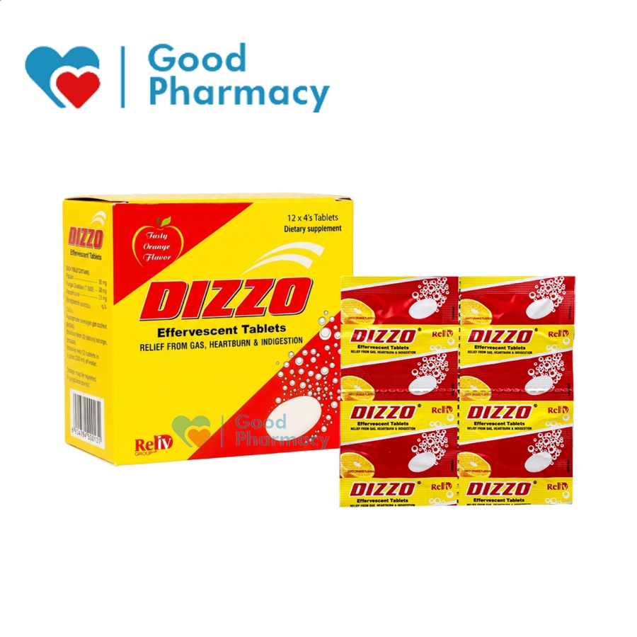 Viên sủi hỗ trợ tiêu hóa Dizzo Effervescent RV giúp giảm đầy hơi, ợ hơi, khó tiêu, rối loạn tiêu hóa
