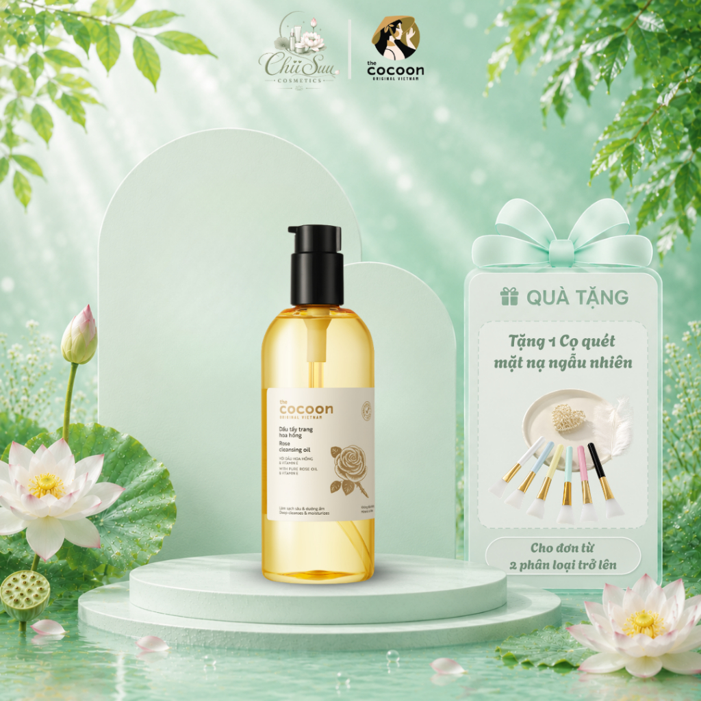 [ChiiSuu] Dầu tẩy trang Hoa Hồng Cocoon 310ml – Rose Cleansing Oil - THE COCOON ORIGINAL VIETNAM