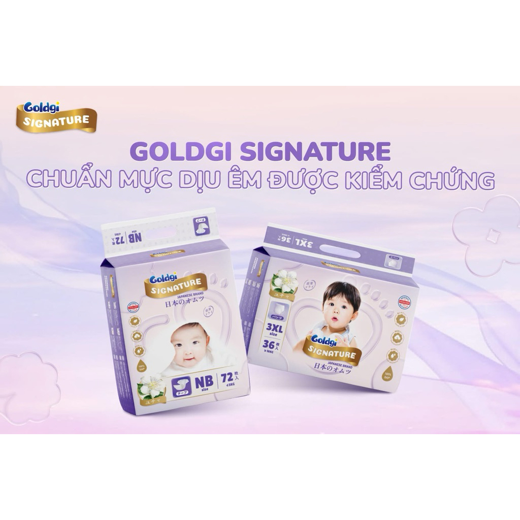 (Tặng khăn ướt) 1 Bich Tã Bỉm Nhật Goldgi Signature Ngừa Hăm, Siêu Êm Mềm Cho Làn Da Nhạy Cảm an toà