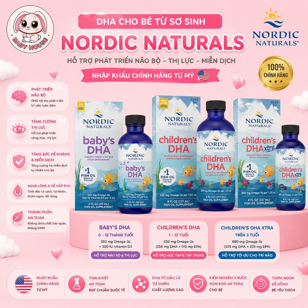 (Nhập khẩu chính hãng) DHA Baby, DHA children, DHA Xtra Nordic cho bé từ sơ sinh