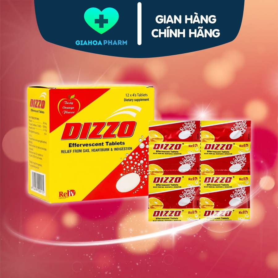 Viên sủi hỗ trợ tiêu hóa Dizzo Effervescent RV giúp giảm đầy hơi, ợ hơi, khó tiêu do rối loạn tiêu h