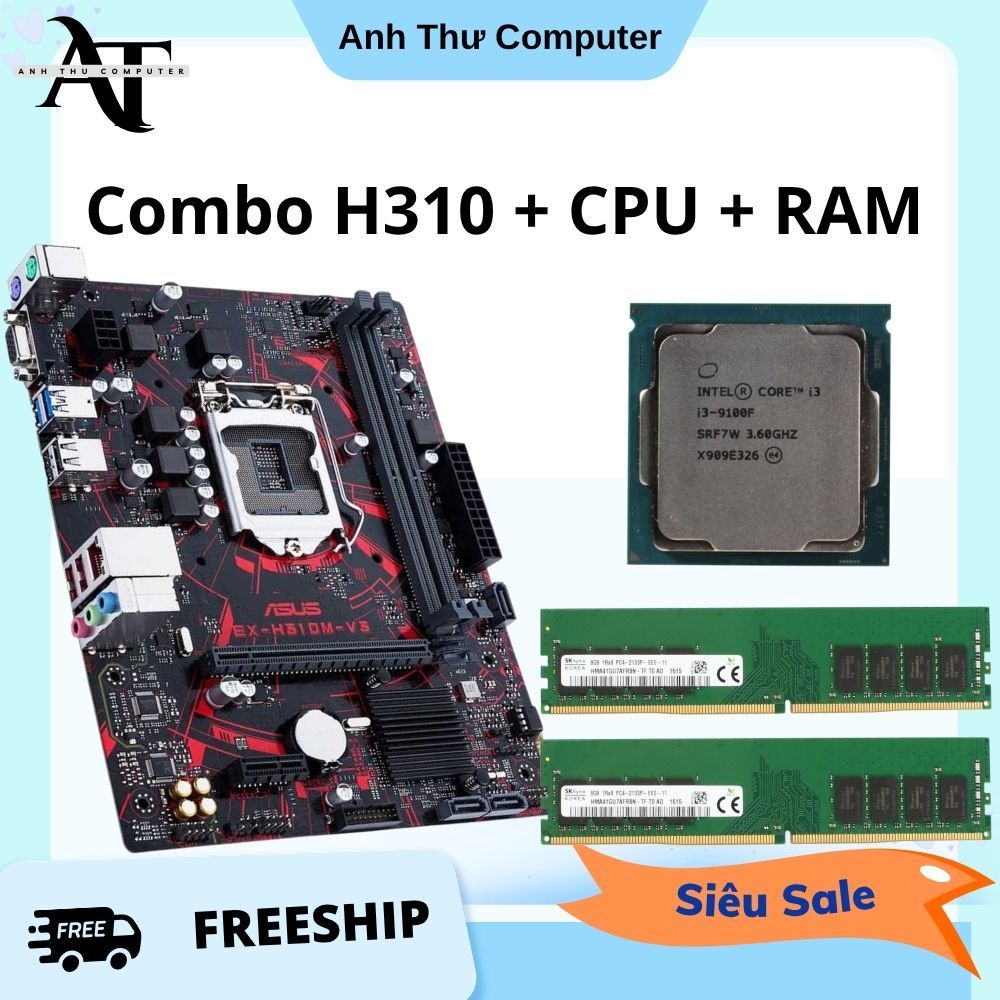 Combo Main H310 + CPU i3 9100F + Ram 8 16 GB Bảo Hành 12 Tháng, 24 Tháng, 36 Tháng
