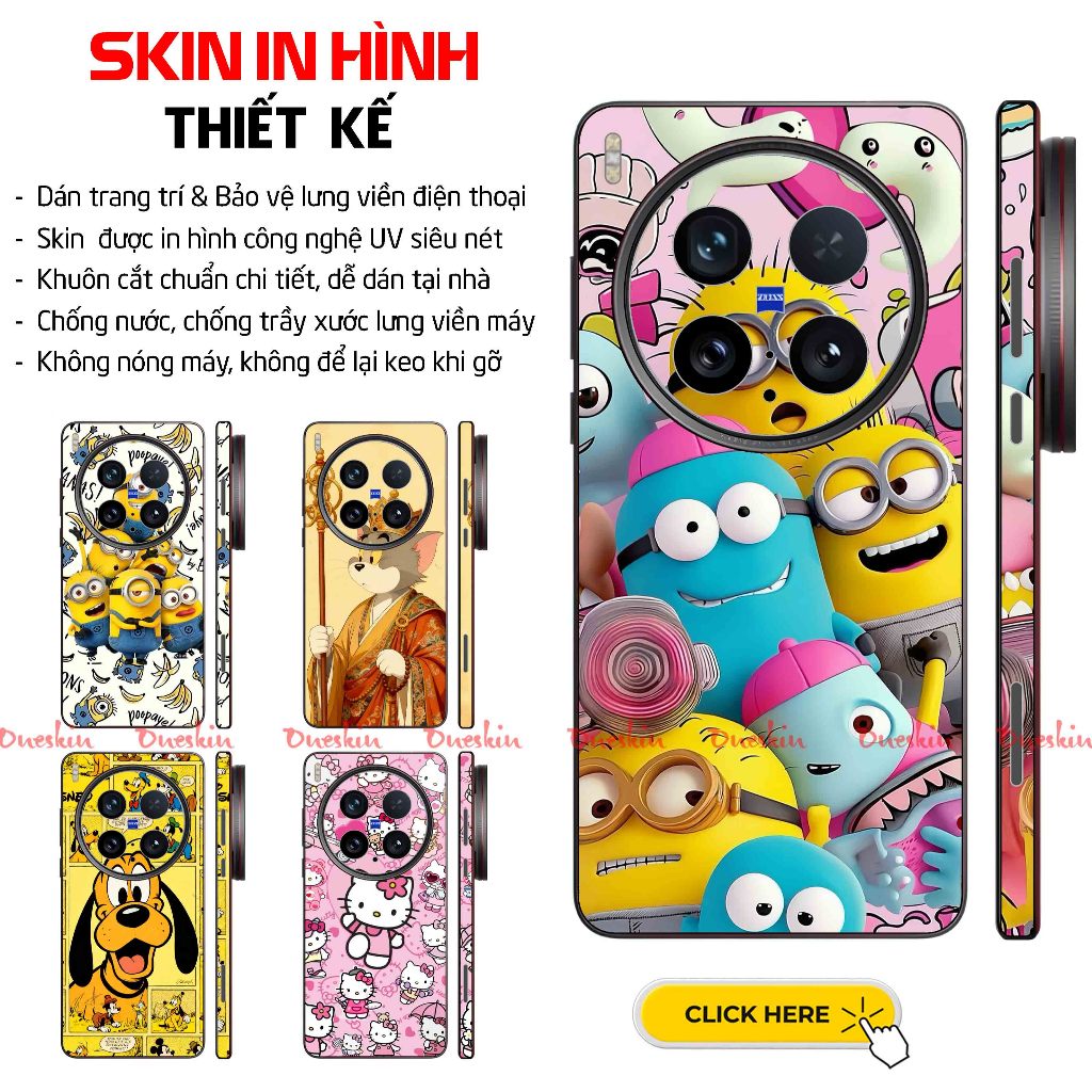 Tấm Dán Skin Full Lưng Viền Cute Vivo X300, X300 Pro, X300 Ultra | Khuôn Cắt CNC, Dễ Dán Tại Nhà