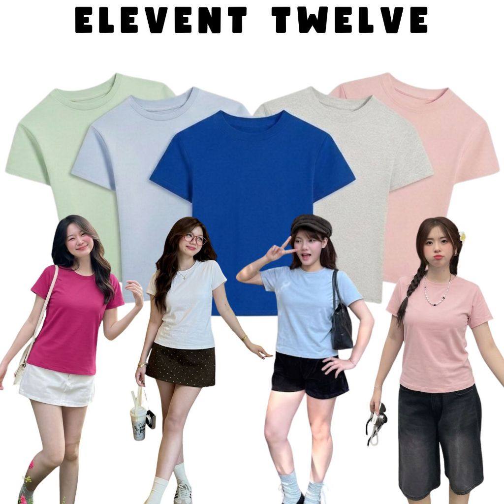 Áo phông nữ baby tee Elevent Twelve áo thun nữ basic cotton cao cấp co giãn mềm mịn áo thun phông