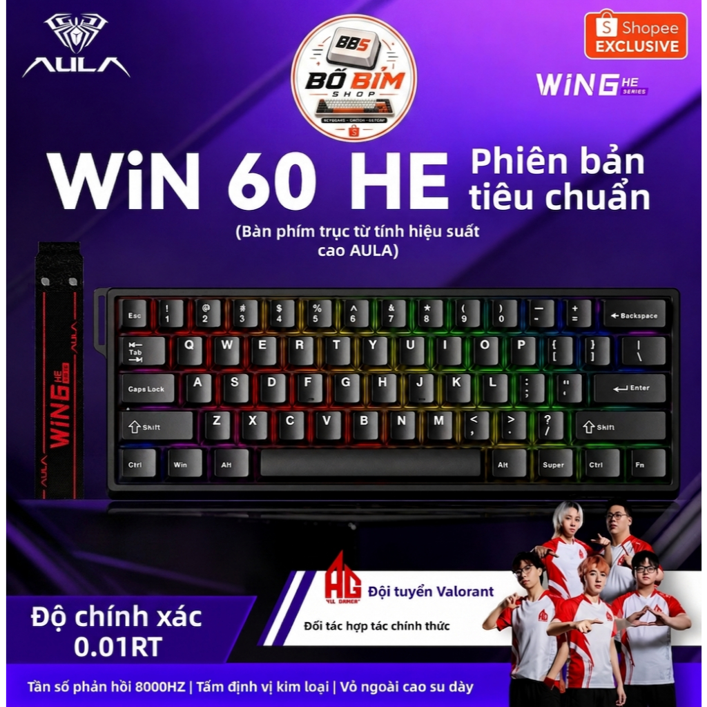 🔥Bàn Phím Cơ AULA WIN 60 HE | Rapid Trigger | Hall Effect | 8K Polling Rate | RGB | Gaming FPS