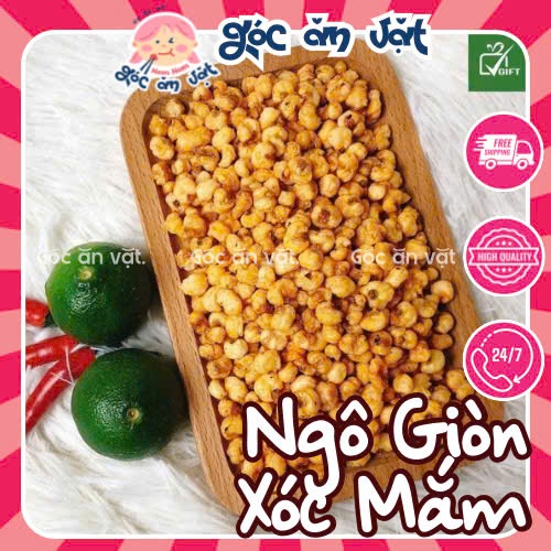 500G Ngô Giòn Xóc Mắm Cay, Snack Ngô Nếp Sấy Giòn,  Bim Bim Ngô Cay, đồ ăn vặt
