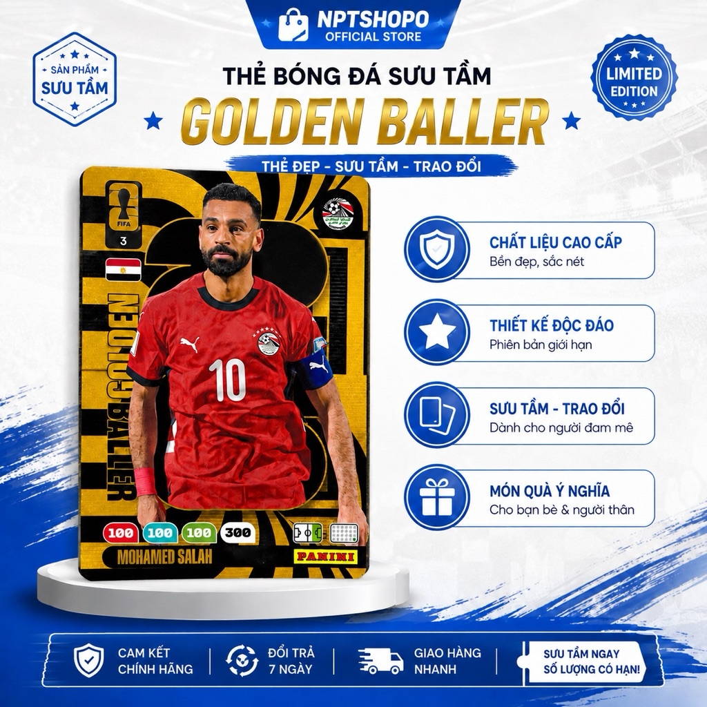THẺ BÓNG ĐÁ MOHAMED SALAH - CRISTIANO RONALDO GOLDEN BALLER