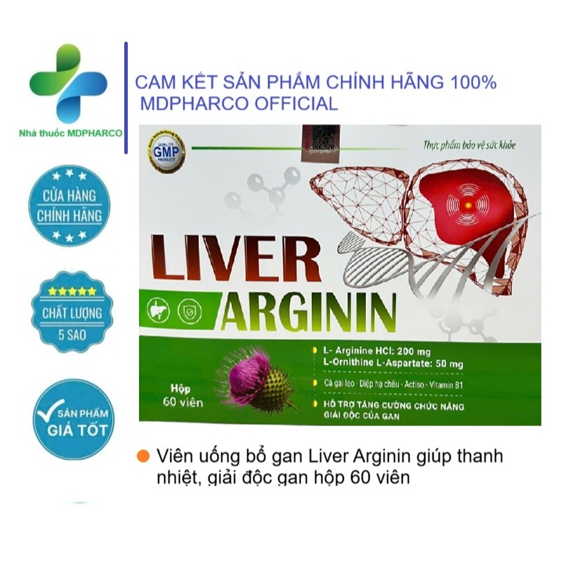 Viên uống bổ gan Liver Arginin giúp thanh nhiệt, giải độc gan hộp 60 viên