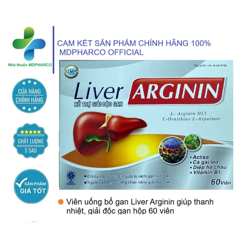 Viên uống bổ gan Liver Arginin giúp thanh nhiệt, giải độc gan hộp 60 viên