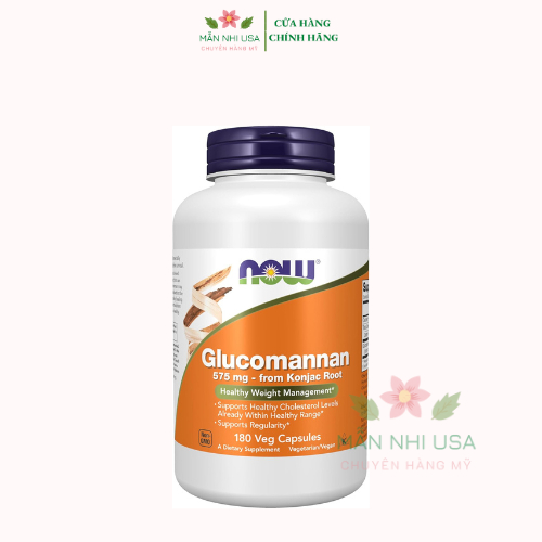 Viên bổ sung Glucomannan from Konjac root Now Foods 180 viên.
