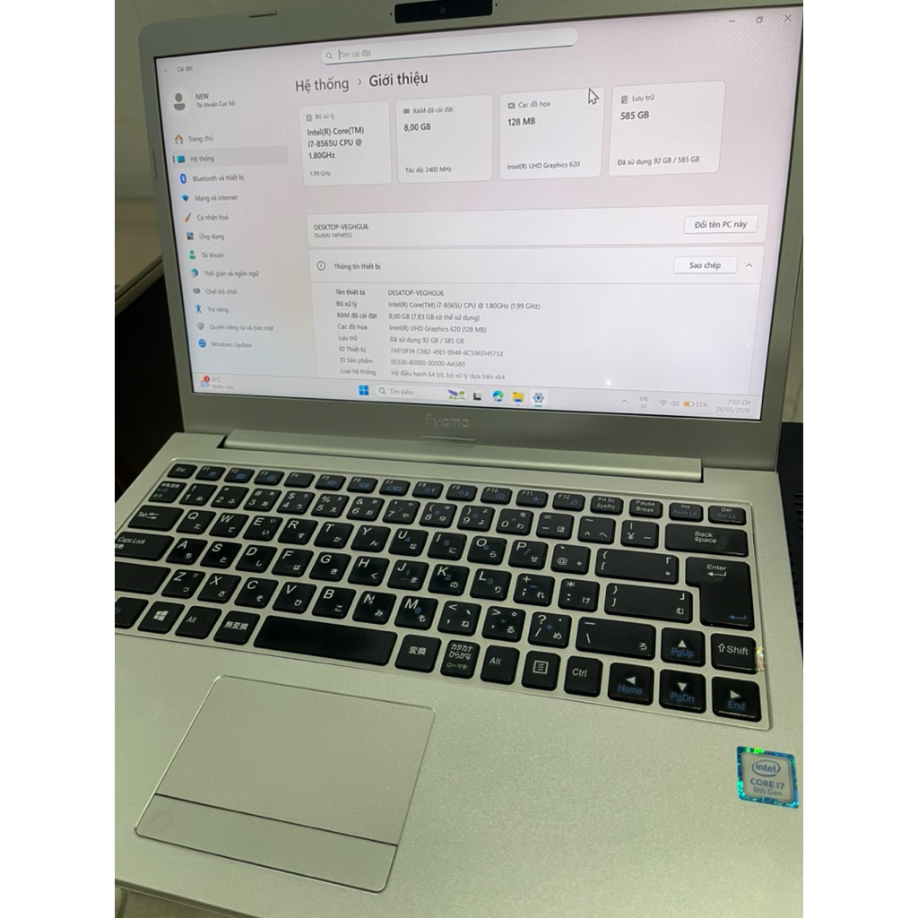 laptop nhật i7 gen8 đã qua sử dụng