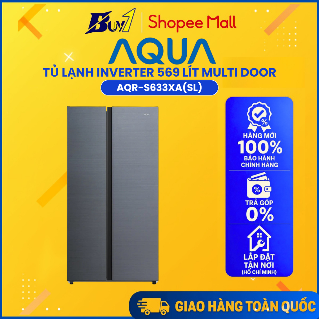 AQR-S633XA(SL) - Tủ Lạnh Aqua Inverter 569 Lít AQR-S633XA(SL) - Hàng Chính Hãng
