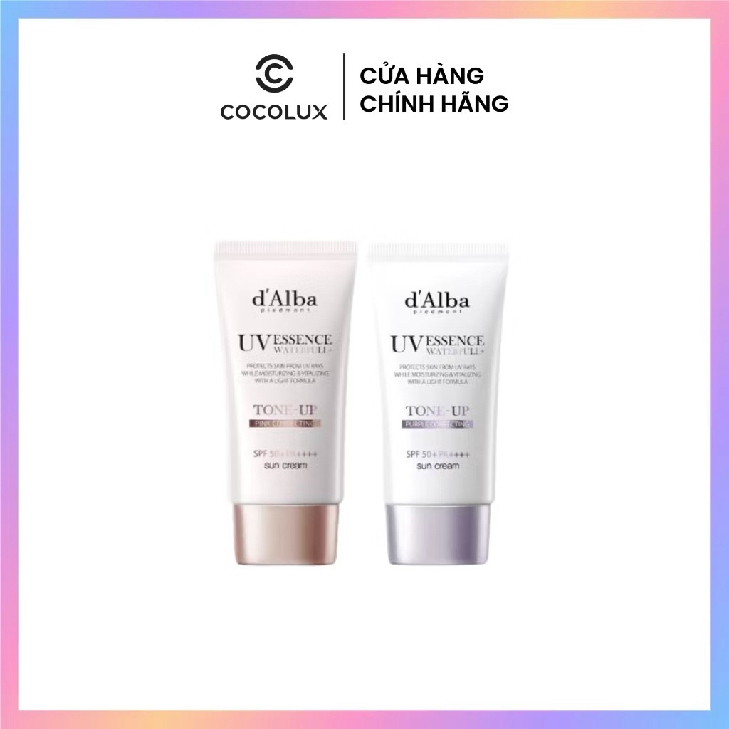 Kcn d'Alba White Truffle Tone Up Sunscreen Purple 50ML, d'Alba Waterfull Pink Correcting Tone-Up Sun