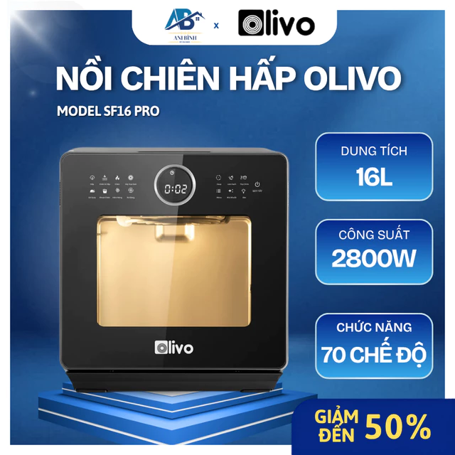 Nồi Chiên Hấp Olivo SF16 Pro Cửa Kính Trong Suốt Tiện Lợi, Giúp Dễ Dàng Theo Dõi Đồ Ăn - Ani Bình Đồ Gia Dụng