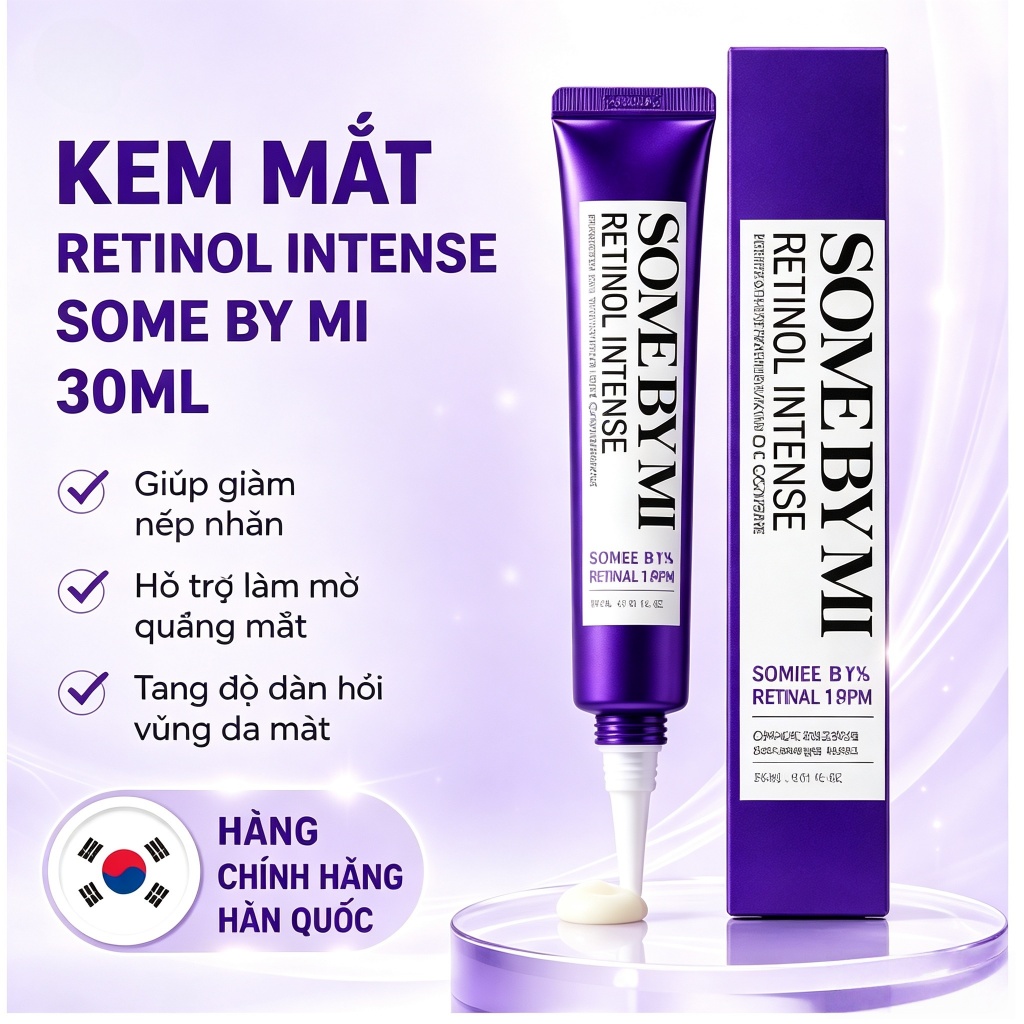Kem mắt Some By Mi Retinol Intense 30ml hàng chính hãng Hàn Quốc chống lão hóa giảm nếp nhăn chân chim mờ quầng mắt nâng