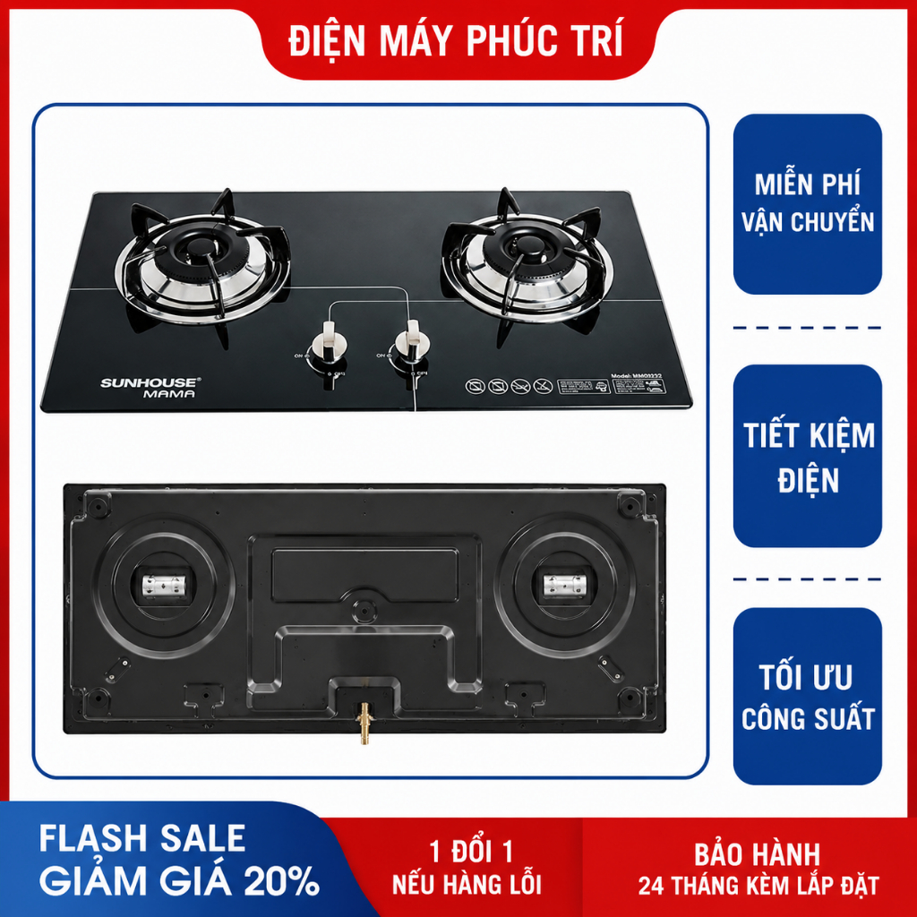 BẾP GAS ÂM KÍNH SUNHOUSE MAMA MMB6632