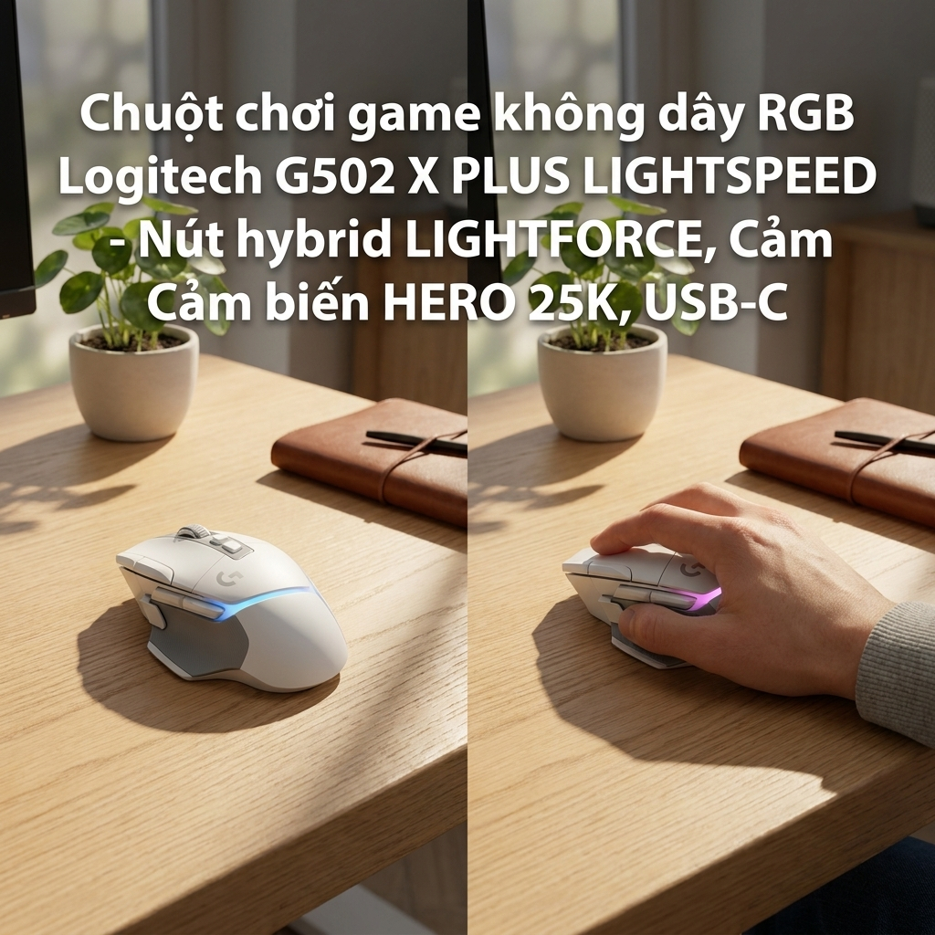 Chuột Logitech G502 X PLUS Wireless RGB Switch LIGHTFORCE HERO 25K Cho Game Thủ
