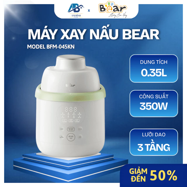Máy Xay Nấu Ăn Dặm Bear BFM-045KN Tự Động Xay Nhuyễn, Giúp Chế Biến Đồ Ăn Cho Bé - Ani Bình Đồ Gia Dụng