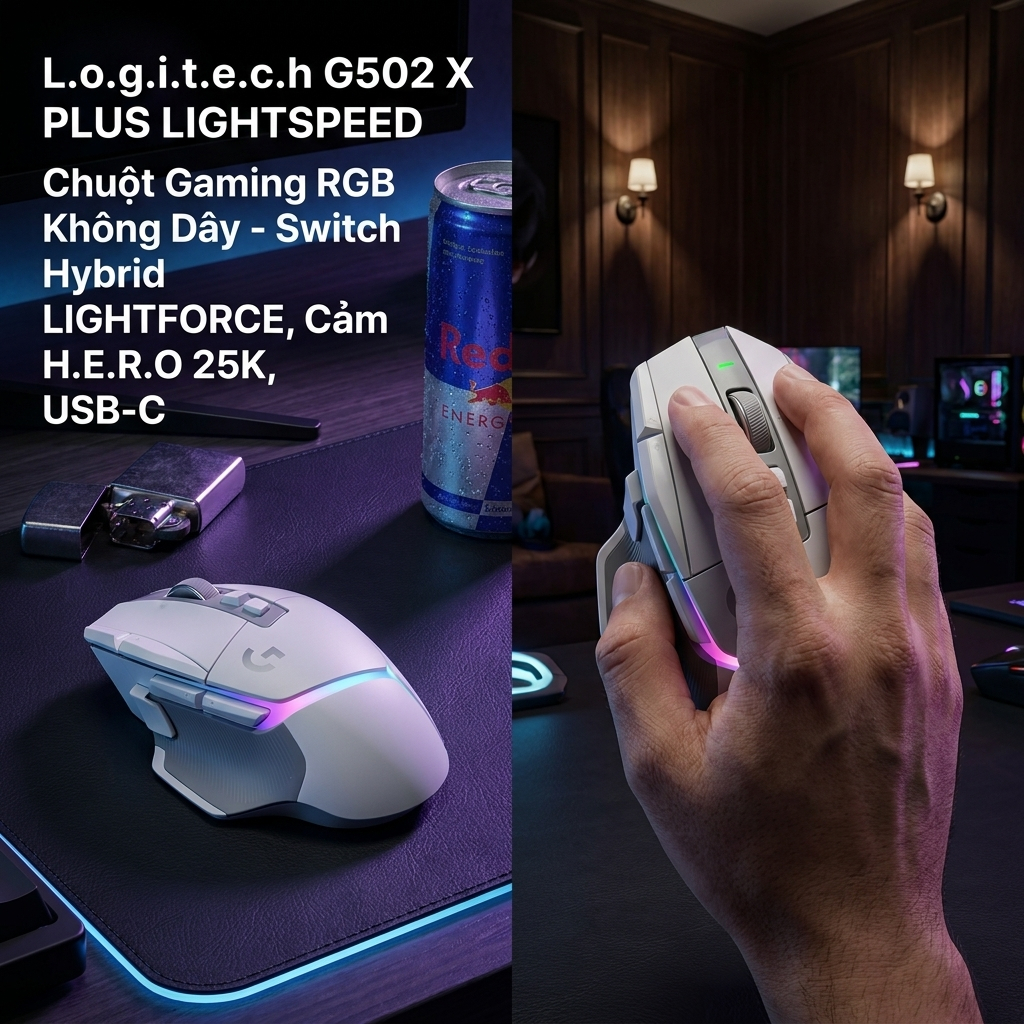 Chuột Gaming Logitech G502 X PLUS LIGHTSPEED RGB LIGHTFORCE Hybrid