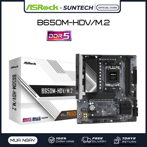 Mainboard ASROCK B650M-HDV/M.2 | Socket AM5, DDR5, PCIe 4.0, Siêu Bền, Hiệu Năng Ổn Định