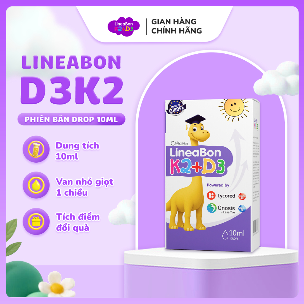 Vitamin LineaBon K2+D3 Hỗ trợ hấp thu Canxi cho trẻ - FB AFF