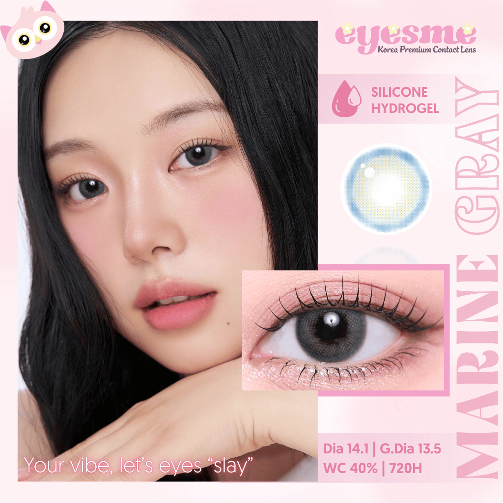 Lens Eyesme - Marine Gray - Màu lens xám tự nhiên - Kính áp tròng Hàn Quốc