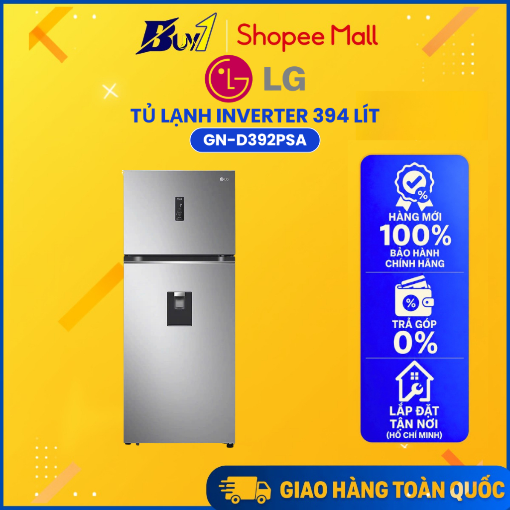 GN-D392PSA - Tủ Lạnh LG Inverter 394 Lít GN-D392PSA - Hàng Chính Hãng