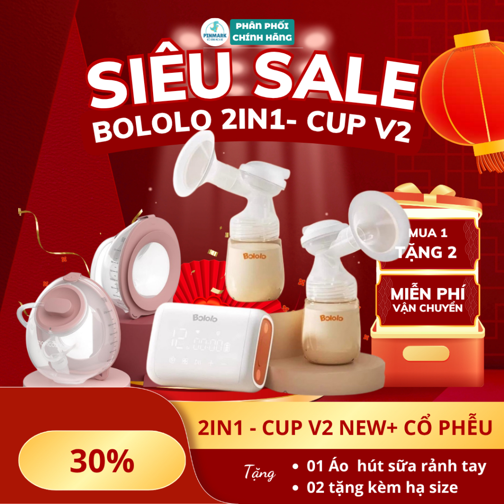 [HOẢ TỐC] Máy hút sữa Bololo mix Cúp V2/ V2 PRO bộ 2IN1, Kiệt Sữa, Kích sữa tốt, Nằm Hút, BH 12 thán
