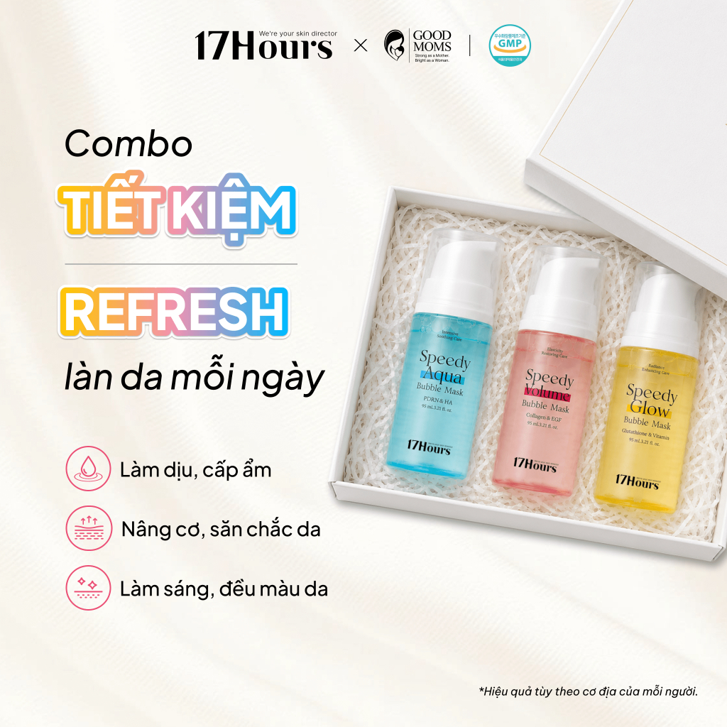 [Combo 3 chai] Mặt nạ bong bóng 17Hours Speedy Bubble Mask 95ml, mặt nạ sủi bọt, cấp ẩm, làm dịu tức