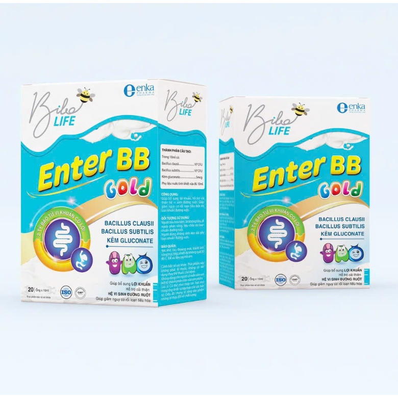 Enter BB Gold Men ống + Kẽm cho bé, Men vi sinh dành cho bé từ 6 tháng tuổi hộp 20 ống