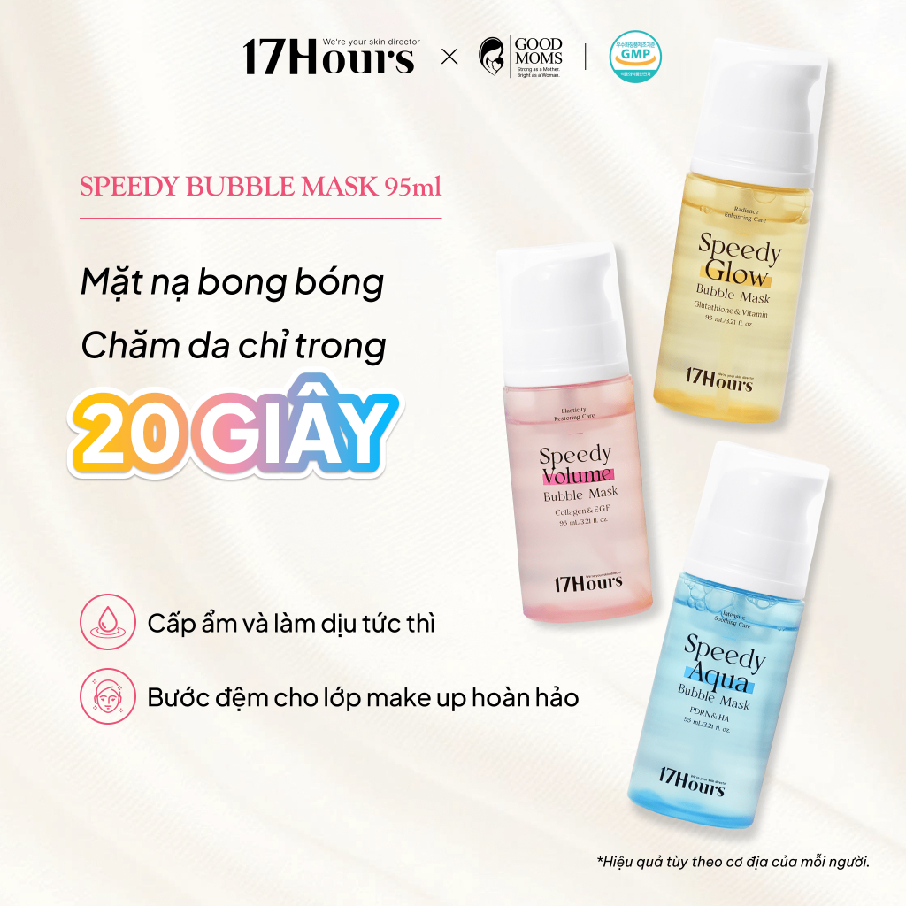 Mặt nạ bong bóng 17Hours Speedy Bubble Mask 95ml, mặt nạ sủi bọt, chăm da 20s,cấp ẩm & làm dịu, dưỡn