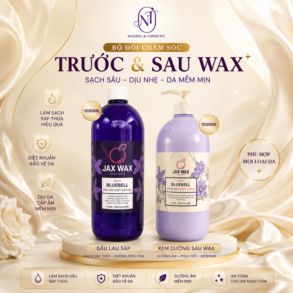 Dầu lau sáp thừa và kem dưỡng da sau khi wax lông NT WAXING